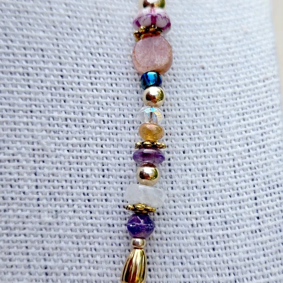 Handmade AMETHYST Gemstone DRAGONFLY Pendant Charm Necklace. 16-18" - Picture 12 of 12